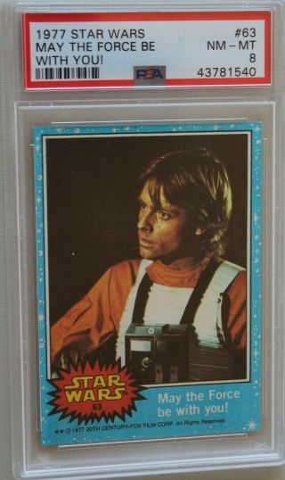 1977 Topps Star Wars May The Force Be With You 63 Blue Border Psa 8