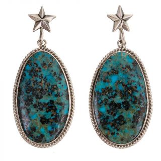 Navajo Turquoise Cluster Earrings Huge & Heavy Kingman Derrick Gordon Star
