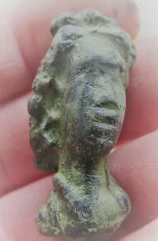 Circa 200 - 300ad Ancient Roman Bronze Statue Fragment Bust Of Apollo Rare