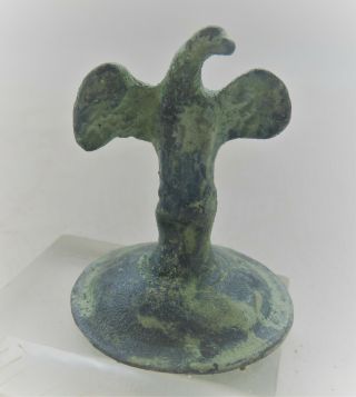 Circa 200 - 300ad Ancient Roman Bronze Mount With Eagle On Top European Finds