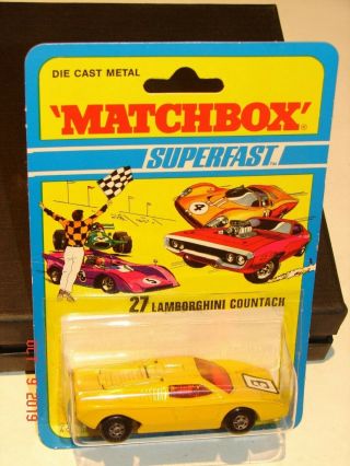 1971 Matchbox Superfast No.  27 Lamborghini Countach In Yellow Moc