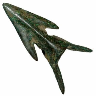 Museum Quality Celtic Bronze Long Shot Arrowhead Circa 300 - 100 Bc