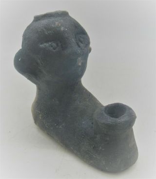 Bronze Age Near Eastern Clay Oil Lamp With Unusual Humanoid Male Face