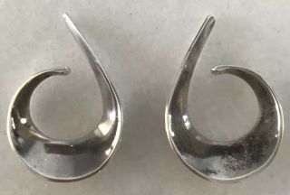 Vtg Tone Vigeland Norway Modernist Sterling Silver Earrings Sling Style Ear Cuff