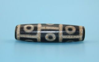 53 14mm Antique Dzi Agate Old 9 Eyes Bead From Tibet