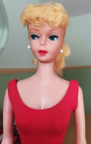 Vintage Mattel Barbie Ponytail Braided Blonde Swimsuit 5 Or Later
