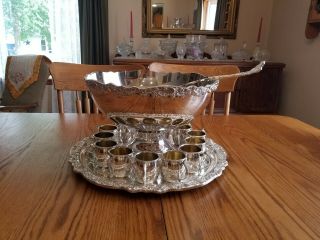 1883 Fb Rogers Silver Plate Punch Bowl Set