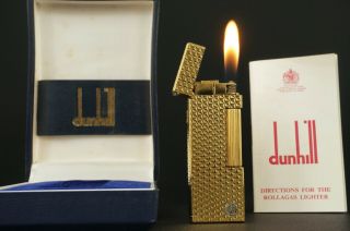 Dunhill Rollagas Lighter Serviced O - Rings W/box Vintage K93