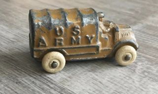 Vintage Barclay Slush Metal U.  S Army Toy Truck White Wheels