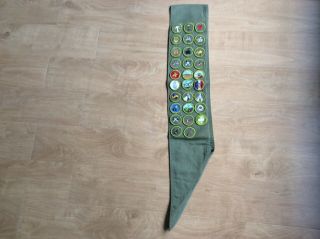 Vintage Boy Scout Sash With 29 Merit Badges