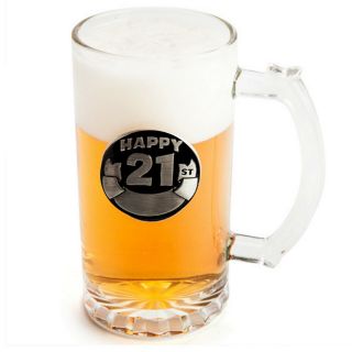 Personalised Engraved Beer Mug 21st Birthday Stein Mugs Glass Gift