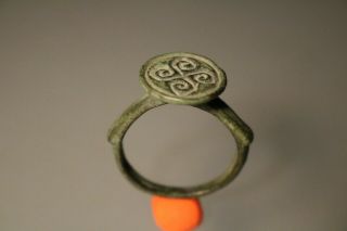 Ancient Fantastic Viking Bronze Ring 8 - 10th Century Ad.