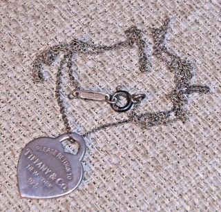 Vintage Necklace Sterling Silver 925 Please Return To Tiffany & Co Ny Sign 393w