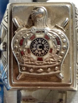 Vintage Sterling Silver Masonic Demolay Chevalier Ring Size 8 Knights Templar