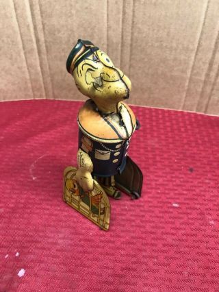 Vtg.  Popeye Tin Wind - Up Walking Tin Toy With Parrots In Cages