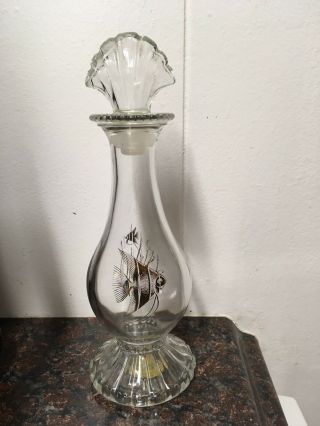 Vintage Avon Sea Fantasy Angelfish Glass Bud Vase With Sea Shell Stopper (empty)