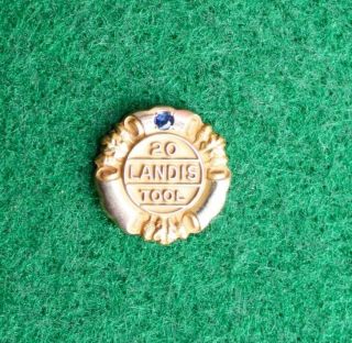 Vintage 10k Gold Landis Tool 20 Year Service Award Lapel Pin.