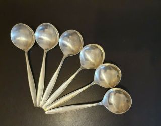 A Set Of 6 Georg Jensen 925s Sterling Silver Cypress Pattern Ice Cream Spoons