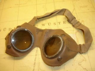 Ww2 German Goggles (zeiss) Tinted Desert Dak Tan - Mediterranean,  Rare