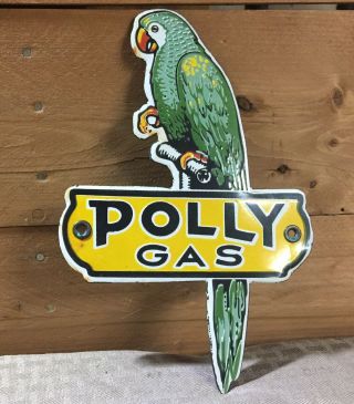 Vintage Polly Gasoline Service Station Porcelain Gas Oil Sign