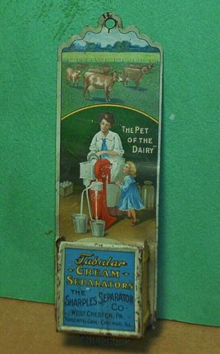 Old Sharples Dairy Cream Separator Tin Litho Advertising Match Holder Safe Sign