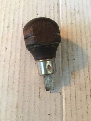 Vintage Stubby Wood Handle Flat Head Screwdriver 2” Long