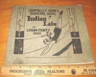 1927 Indian Lake & Logan County Ohio Souvenir Book 20 Pages Text & Photographs