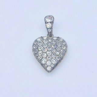 Georgian Silver Old Cut Paste Diamond Heart Pendant