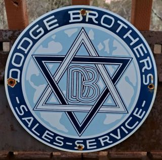 Old Dodge Brothers Porcelain Sign Gas Sales Service Station Motor Oil Dealer