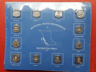 Miniature Display Of British Columbia Municipal Police Badges 1994