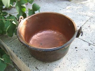 Antique Small French Copper Cauldron Jam Pot Kettle Apple Butter Hand Made 1850