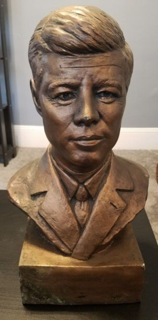 Vintage President John F Kennedy Jfk Bust Sculpture Signed Sim Art Co Ginffa Lee