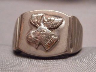 Vintage Men ' s Deco Sterling Fraternal Ring - Loyal Order of Moose - Size 11 3