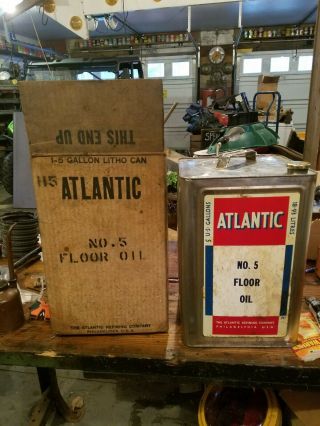 Vintage 5 Gallon Litho Atlantic Oil Can