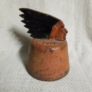 Vintage 1930s Painted Cast Iron American Indian Industrial Tank Fragment