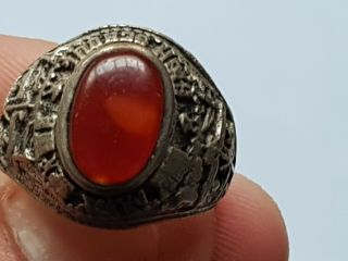Unique Extremely Rare Ancient Masonic Silver Ring Carnilian Stone 6,  1gr 21 Mm