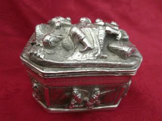 Stunning Antique Indian Or Burmese Silver Lidded Box 212g