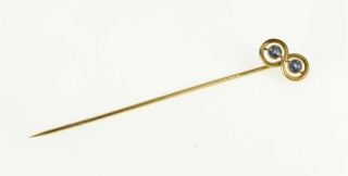 14k Two Stone Edwardian Sim.  Sapphire Twist Stick Pin Yellow Gold 64