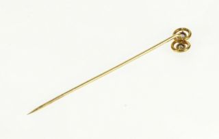 14K Two Stone Edwardian Sim.  Sapphire Twist Stick Pin Yellow Gold 64 2