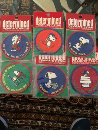 Vintage Peanuts Snoopy Determined Patches (6) Sew On Fabric Mip