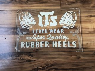Vintage Sign Glass Rubber Soles For Shoes Store Counter Top Display Great Ad