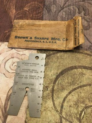 Vintage Brown & Sharpe No.  716 Screw Thread Gauge Machinist Collectible Toolsusa