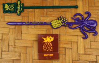 2 Tiki Bar Swizzle Stir Stick Hala Kahiki Chicago Matches Coaster Design 2