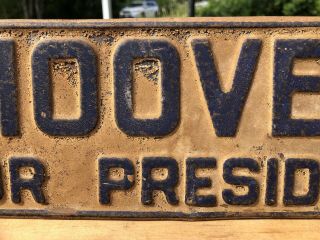 Vintage Herbert HOOVER President Political Campaign License Plate Topper Sign 3