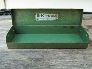 Vintage S - K Tools Socket Set Tool Box 6.  5 X 2.  25 Green