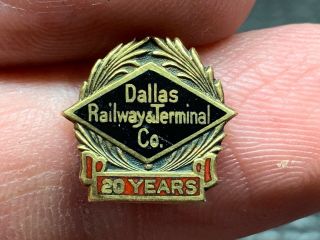 Dallas Railway And Terminal Co.  10k Gold Gorgeous 20 Years Service Award Pin.
