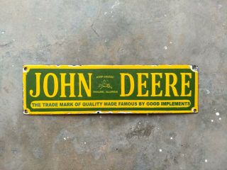 Vintage John Deere Implements Porcelain Enamel Sign Dealer Shop Service