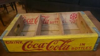 Almost " Drink Coca Cola In Bottles " Yellow Wood Crate.  Dallas Tx 8/1967