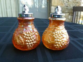 Imperial Grape Marigold Carnival Glass Salt & Pepper Shakers