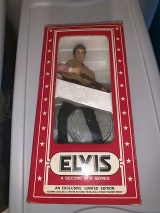 Commemorative Elvis Presley Music Box Mccormick Decanter Elvis With Guitar 1977